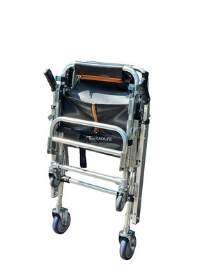 مقعد السلالم القابل للطي من سبيكة الألومنيوم المقوسة مع قماش بي في سي 4 عجلات و 6 مقبضات